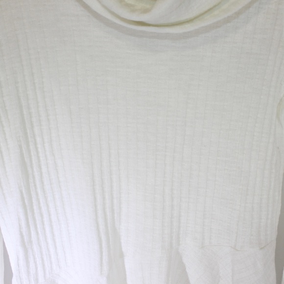 MAEVE Anthropologie Ivory Cowl Neck Peplum Thin Knit Long Sleeve Top Size M - Picture 3 of 12